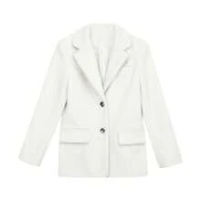Women's White Long Sleeve Regular Fit Blazer, Button Front Design, Non-Stretch Fabric, Suitable For Autumn/Winter, Fashionable Versatile Jacket - Off-white - View 8