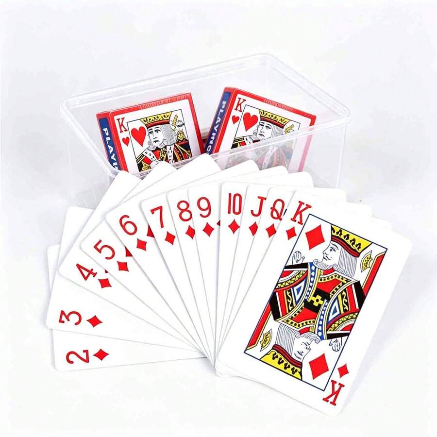54pcs/Set 56x86mm Grey Core Paper Red Back Playing Cards, Magic Tools, Party Games, Halloween, Christmas, Essential Choice - Red - View 1