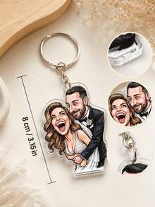 Personalized Photo Cartoon Portrait Keychain,Bag Charm, Custom Image Portrait Accessory, Personalized Wedding Memory Token, Couple Photo Gift - Multi-color - View 8