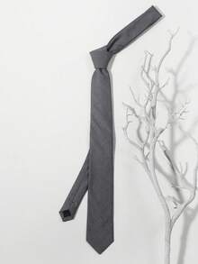 1pc Men's Fashionable Suit Fabric Solid Grey Color Versatile Silky Necktie Suitable For Business And Daily Wear Casual Men Necktie - Grey - View 6