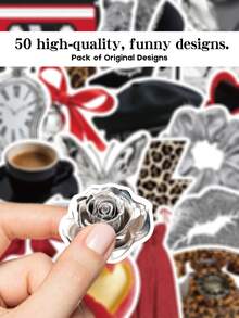 YWWBLD 50pcs Silver Millennium Stickers For Adults Teens Sticker Enthusiasts Holiday Gifts Party & Home Decor Class Reward Birthday Gift Decoration Water Cup Phone Case DIY Decal - Multicolor - View 5