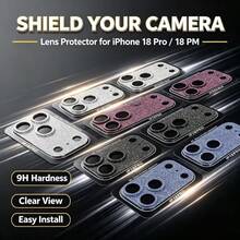 2PCCS Premium Volcano Style Lens Protector Compatible With Apple 18PRO/18PROMAX, Korean-Style Glitter Lens Film Base, Anti-Scratch, High-End New Fashion All-In-One Ultra-Shiny High-Definition Explosion-Proof Camera Lens Protector, Anti-Drop Full Coverage Lens Film - Burgundy - View 4