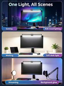 1pc Dual‑Sided RGB Monitor Light Bar, USB Powered Clip‑On Screen Hanging Lamp, Touch Control Dimmable Eye‑Care Gaming Desk Light For PC Computer - RGB Monitor Light Bar - View 9