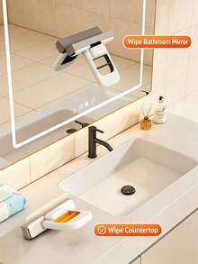 1pc Retractable Wet & Dry Mini Mop, Durable Plastic, Fashionable Handle, Compact Space-Saving Design, Efficient Cleaning Head, Multi-Functional Cleaning Tool For Floor, Bathroom, Kitchen, Living Room, Car Glass - Mini Mop - View 3