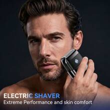 Hatteker 1pc USB Rechargeable Men's Reciprocating Mini Electric Shaver, 3-Head Wet & Dry Use, Portable Home Beard Trimming Tool - Black - View 9