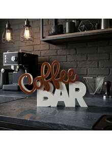 Two-Tone Coffee Bar Logo Decorative Figurine, Modern 3D Coffee Bar Counter Decor, Minimalist Style Tray Decoration, Suitable For Kitchen Countertop, Desktop Decor Ornament, Small Gift For Coffee Lovers, Halloween, Christmas - A - View 8