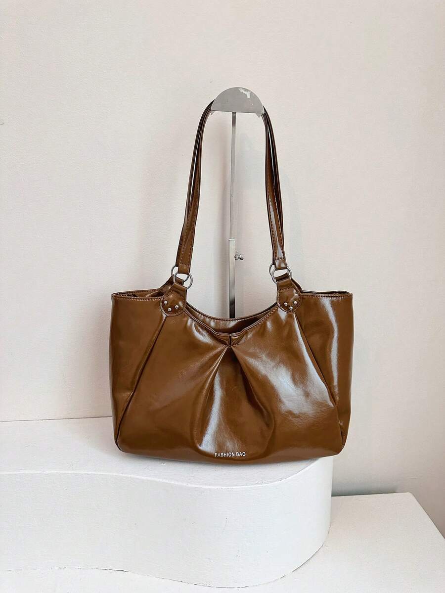Vintage Large Capacity Tote Bag For Women, New Fashion Versatile Commuter Shoulder Bag - Brown - View 1