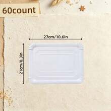 15/30/60pcs Disposable White Rectangular Paper Plates, Lightweight Large Size Bulk Pack, Suitable For Desserts, Cakes, Snacks, Disposable Tableware For Home Dining, Birthday, Wedding, Picnic, BBQ, Holiday And Party - White - View 19
