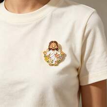 Cartoon Jesus Enamel Pins Set, Religious Lamb Flower Lapel Brooch Badge, Faith Metal Pin For Backpack Hat Clothing, Nice Gift For Christian Friends - White - View 6