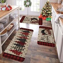 1/2/3pcs Christmas Theme Kitchen Rugs, Flannel Kitchen Rugs Comfortable Soft Absorbent Non-Slip Machine Washable With Non-Slip Backing Suitable For Multiple Scenes Entrance Living Room Bedroom Kitchen Dining Room Bathroom Laundry Room Hallway Christmas Holiday Home Decor - Multicolor - View 4