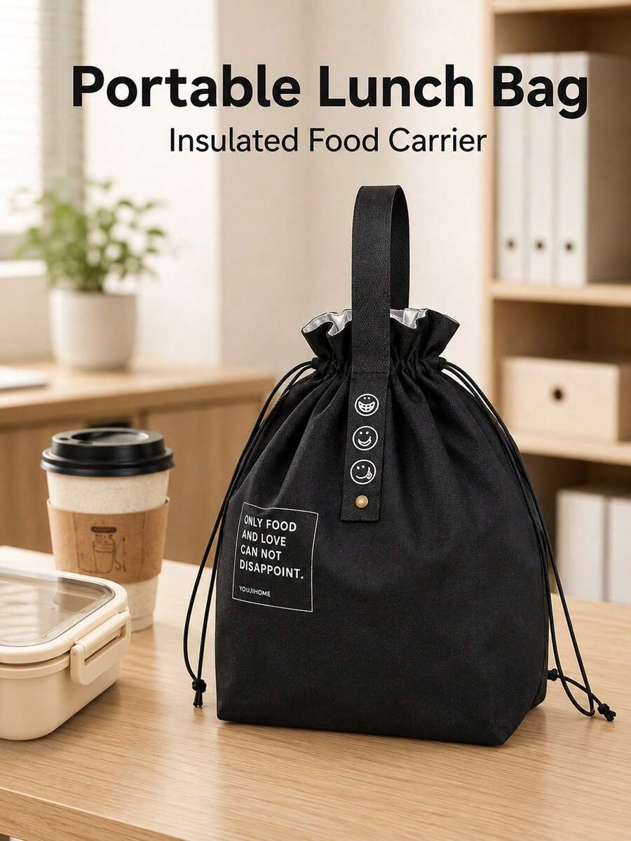 Apanese-Style Handbag, Multifunctional Lunch Box Tote Bag With Drawstring Closure, Insulated Bento Bag That Does Not Contact Food (Non-Food Contact)