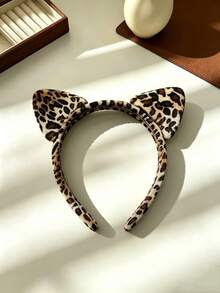 1pc Halloween Leopard Print Headband Cartoon Cat's Ears Cute Dimensional Headband - Multicolor - View 1