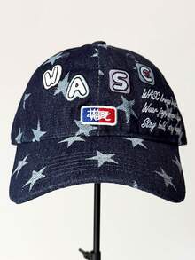 1pc Star, Polka Dot, Letter Embroidered Baseball Cap, Unisex Couple Style, Retro Soft Top Hat, Blogger Style Baseball Cap, Fashion Decorative Outfit Curved Brim Hat - Multicolor - View 7