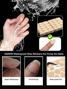 50/25/15/8/2pcs Glass Paper Double-Sided Nail Stickers, Dedicated Nail Glue Stickers, Waterproof Nail Stickers, Super Strong Adhesion, Easy To Operate, Easy To Use - Multicolor - View 2