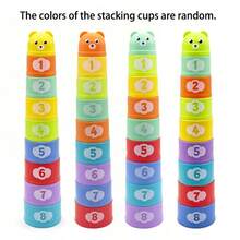 9pcs Baby Stacking Cups Toy Set, Children's Sorting Science Education Cognitive Large Blocks, Number Letter Pattern Stacking Cups Cartoon Bear Baby Style (Random Color), Cute Dinosaur Toy, Party Favor Bag Filler, Game Supplies, Birthday Gift - Multicolor - View 12