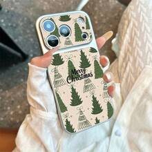 1pc TPU Material Vintage Christmas Tree Pattern Phone Case Compatible With Apple 17 Pro Max/17/16 Pro Max/15/13/12/11 Large Window Full Coverage Anti-Drop Soft Shell Protective Cover - Silver - View 2