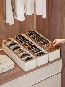 6pcs/1pc Multi-Piece Bra Divider Storage Box, Belt Divider Storage Basket, Closet Organizer, Foldable, Stackable, Space-Saving, Suitable For Home, Wardrobe, Classification Divider Storage Organizer - Beige, Halloween, Christmas New Year Gift, Large Capacity, Portable, Socks Underwear Storage, Home Essential, Car Interior Accessory. - View 9