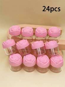 1/12/24/36pcs Plastic Cosmetic Cream Containers Empty Round Transparent Jars With Rose Lid Reusable Empty Cream Jars Mini Cosmetic Containers Suitable For Cream, Lotion Plastic Cosmetic Container Jars Empty Cream Containers Travel Cream Containers 20g - Multicolor - View 13