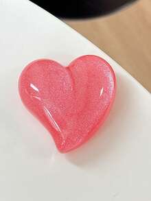 Autumn/Winter New Glitter Solid Color Heart-Shaped Phone Airbag Stand, Retractable Phone Support Stand, Desktop Phone Holder - Multicolor - View 15