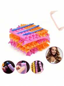 20pcs Heatless Curling Rods, Spiral Hair Styling Tools With Styling Hooks, Magic Hair Curlers For Home Use And Hair Salon DIY, Create Multiple Hairstyles - Multicolor - View 3