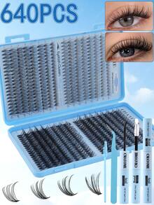 576/592/640pcs Of SD Curly Eyelashes,Popular In Europe And America,With High-Capacity False Eyelashes;Natural And Soft False Eyelashes,Suitable For Homemade Eye Makeup And Beauty;Durable And Thick False Eyelashes,Suitable For Halloween And Christmas - Multicolor - View 3
