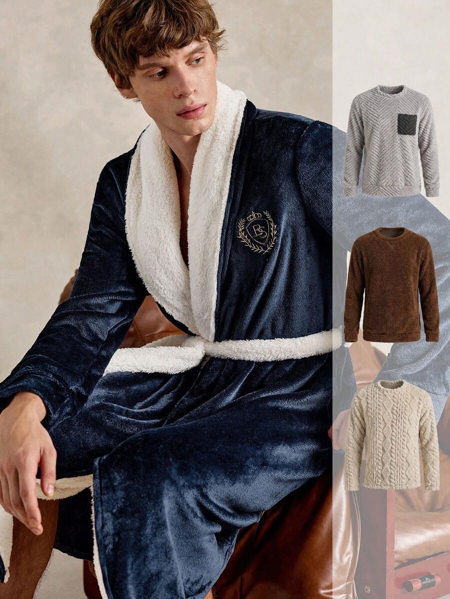 EverLounge Men's Tie-Dye Fluffy Hooded Bathrobe, Suitable For Loungewear - Multicolor - View 1