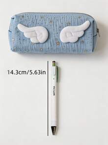 2pcs Angel Wings Pencil Case, High Aesthetic Value, Ins Niche Style, Large Capacity Pencil Case With 1 Neutral Pen - Multicolor - View 9