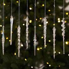 12/24/48pcs Transparent Icicle Pendant, Colorful Icicle Christmas Tree Decoration Pendant, Plastic Spiral Icicle Decoration Pendant, Christmas Decoration - Ice Bar - View 2