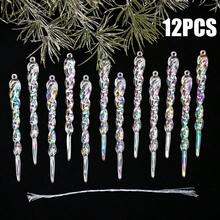 12/24/48pcs Transparent Icicle Pendant, Colorful Icicle Christmas Tree Decoration Pendant, Plastic Spiral Icicle Decoration Pendant, Christmas Decoration - Ice Bar - View 12