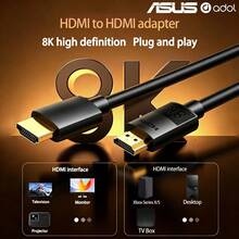 Cáp HDMI 2.1 tốc độ cao ASUS 8K, 8K60Hz 4K144Hz 2K 240Hz, cáp HDMI sang HDMI, tương thích với PS5 Xbox Series X/S, laptop, TV, màn hình, máy chiếu, cáp chơi game HDTV, cáp phản chiếu màn hình - Xem 2