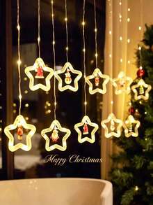 1 Pack New 10LED[LED Christmas Decorative Lights - DIY Christmas LED Curtain Light Set]USB Powered Holiday Decoration String Lights, Holiday Decorations, Featuring Christmas Tree, Snowman, Reindeer, Santa Claus, Gift Box Shapes - Suitable For Home, Bedroom, Party And Christmas Decoration Indoor Holiday String Lights, Colorful Window Display Lights! - Warm white light - View 14