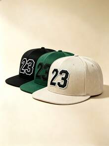 1pc Men Women 23 Number Embroidered Snapback Cap Adjustable Flat Brim Hip Hop Baseball Hat For Street Sports Daily Wear - Multicolor - View 3