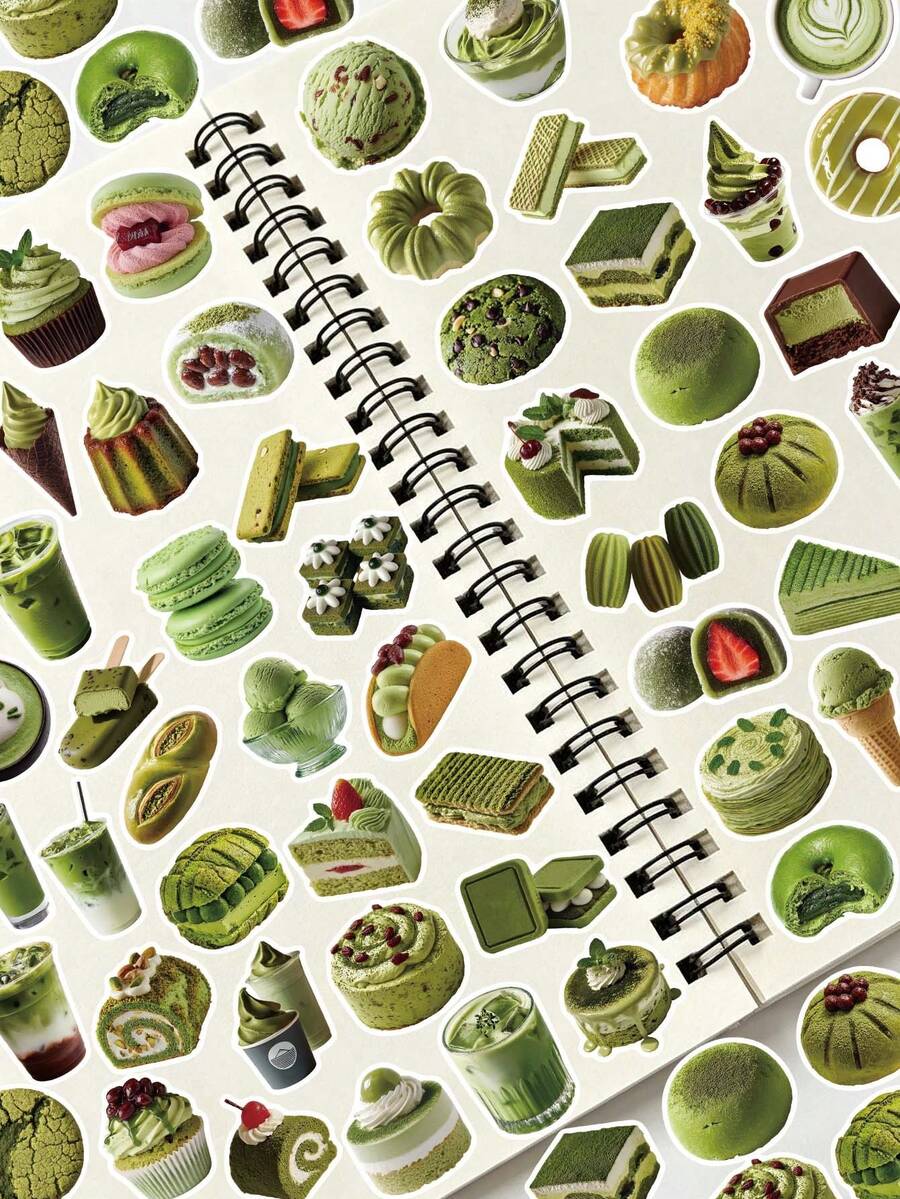 50PCS, Matcha Mobile Phone Stickers, PVC Material, Scrapbook Supplies, Creative And Aesthetic Design Sticker, Suitable For Mobile Phone Cases, Tablets, Laptops, Suitcases, Cars, Notebooks, Helmet, Guitar, Skateboard, Storage Box, Computer, - Multicolor - View 1