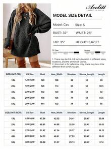 Acelitt Plus Size Women's Solid Color Knit Texture Cold Shoulder Plus Size Sweater Dress, Autumn/Winter - Black - View 4