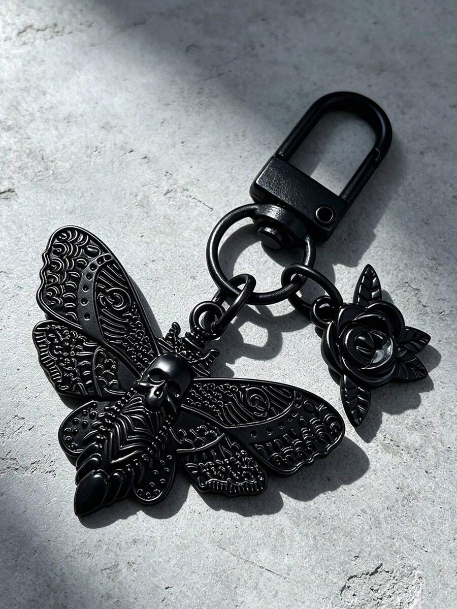 Dark Wind Bat Cross Keychain, Skeleton Dark Rose Pendant, Creative Bag Pendant, Unique Keychain, Halloween Element Pendant, Back To School, Birthday Party, Christmas Gift, Easter, Valentine's Day - Multicolor - View 1