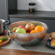 1/3pcs Stainless Steel Multi-Purpose Kitchen Single Handle Colander, Multi-Function Fruit And Vegetable Strainer, Food Filter Basket Drainer, Practical Home Cookware Accessory, Used For Effectively Rinsing Rice, Vegetables And Grains, Suitable For Home Kitchen Fruit And Vegetable Washing And Storage. - Multiple Sizes - View 8