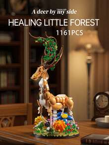 1161pcs Floral Sika Deer Building Block Set,DIY Assembly Animal Model Puzzle Toy, Creative Desktop Home Decoration, Birthday Holiday Gift For Teens & Adults,Home Tabletop Display Decor & Gift - Multicolor - View 1