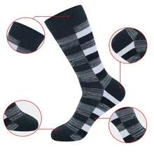 5 Pairs Men's Plus Size Mid-Calf Socks, Autumn/Winter Retro Striped Colorblock Sports Socks - Multicolor - View 4