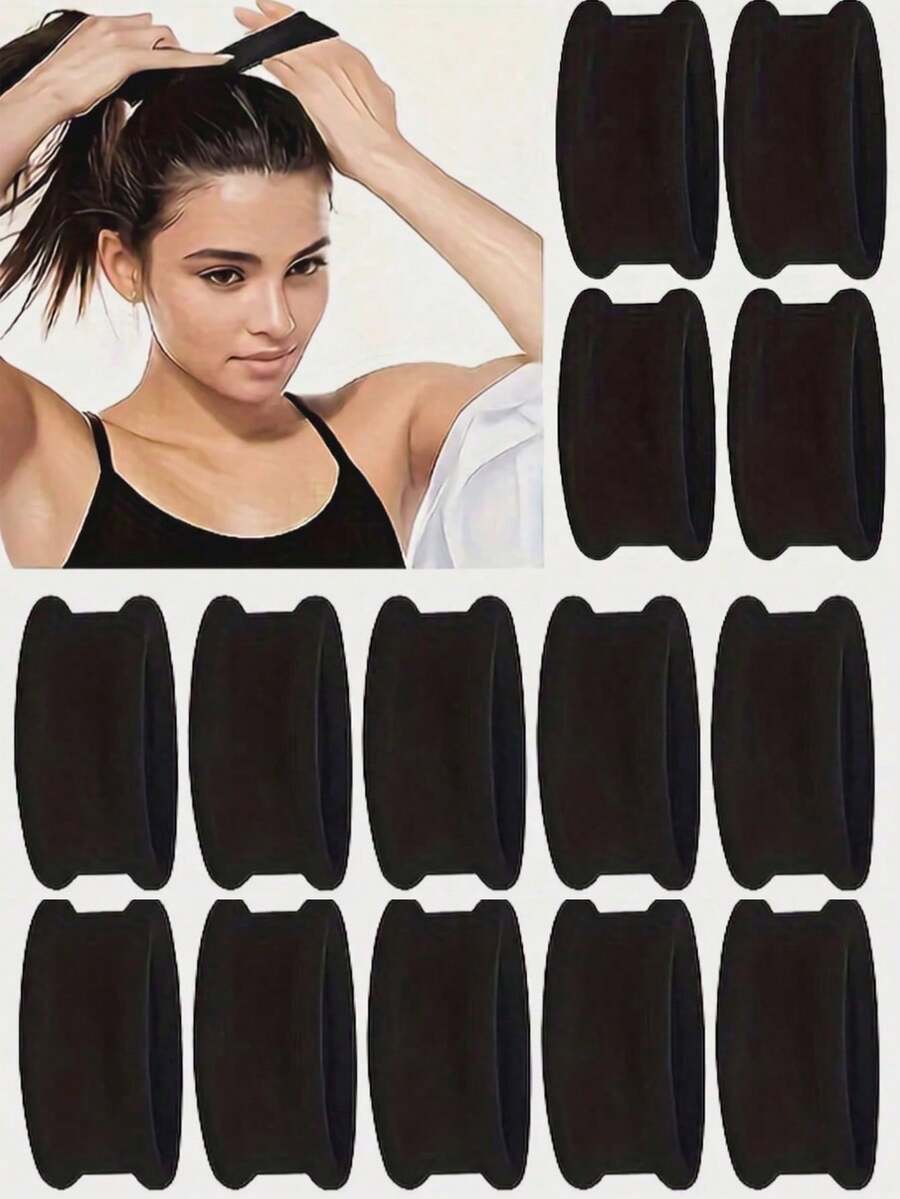 1/10/20pcs High Elasticity Extra Wide Seamless Hair Bands - Non-Damaging Hair Ties Perfect For Women's High Ponytails - Black - View 1