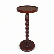 1pc Small Round Side Table, Natural Wood Grain Vintage Style Coffee Table With Sturdy Base, Compact Decorative End Table For Living Room, Bedroom, Office, Sofa Side, Bedside And Home Decor - Multicolor - View 6