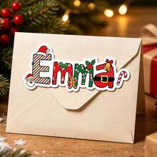 LICVIC Custom Christmas Letter Name Stickers, Festive Personalized Holiday Gift Tag Labels, Merry Christmas Present Box Seals For Gift Wrapping & Party Favors, Customized Alphabet Decals, Customizable Xmas Sticker Gift For Family & Friends, Christmas Gift - Style D - View 5