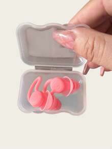 1pc/2pcs White Soundproof Silicone Earplugs, Waterproof For Swimming, Sleeping, Diving, Surfing, Soft And Comfortable (Random Style) - A - View 14
