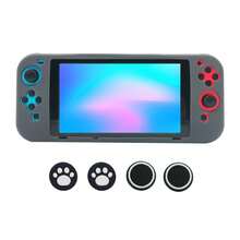 Compatible With Switch, 1pc Game Protective Case + 4pcs Joystick Caps Set, Anti-Drop Anti-Dust Anti-Scratch, Non-Slip Dot Design Enhances Gaming Operation Feel - View 6