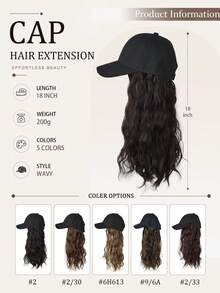 Baseball Cap Paired With Long, Curly Hair, A Stylish Hat And Hair Accessory, Suitable For Women's Everyday Casual Wear, Available In Multiple Colors. - Multicolor - View 2
