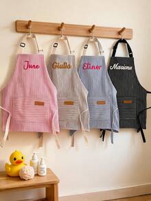 Custom Name Embroidered Cooking Apron With Pockets, Kitchen Apron For Adults & Kids, Perfect Holiday Gift For Mom, Cooking Lovers & Little Chefs - Multicolor - View 3