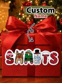 Custom Christmas Name Stickers, Personalized Holiday Letter Labels, Festive Santa Reindeer Snowman Style, Customized Gift Bag & Present Decor, Customizable Name Stickers, Christmas Gift Tags, Holiday Party Decor 2026, Christmas Gift Stickers - Style B - View 1