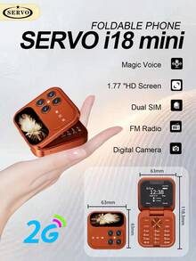 SERVO I18 Mini 折疊小手機 1.77 吋螢幕 雙 SIM 卡 FM 收音機 魔術變聲 黑名單 2G GSM 1000mAh - 橘色 - 查看 2