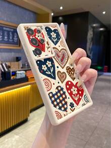 1 buah Casing Ponsel Tebal Anti Jatuh Anti Sidik Jari Motif Hati, Desain Elemen, Warna Beige, Bahan Pasir Berlian, Perlindungan Kuat, Modis, Cocok untuk Pria dan Wanita, Pilihan Ideal untuk Pecinta Mode, Sederhana dan Bergaya, Kompatibel dengan Apple/Transsion/HONOR/ - Krem - View 5