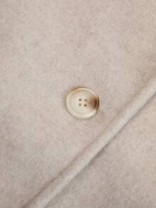 Autumn/Winter Classic Lapel Long Sleeve Loose Mid-Length Wool Coat, Casual Everyday Style - Apricot - View 8