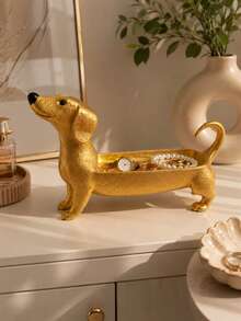 1pc Dachshund Shaped Jewelry Tray, Cute Long Dog Storage Dish, Suitable For Rings, Keys, Watches And Accessories, Decorative Storage Tray For Entryway, Vanity, Bedroom And Living Room - Multicolor - View 5